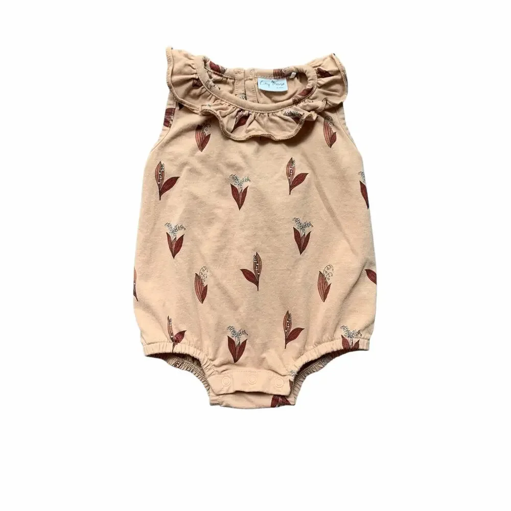 City Mouse Ruffle Collar Romper Bodysuit